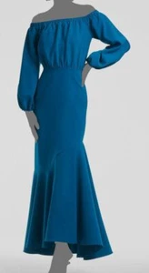 $475 Sachin & Babi Women Blue Kai Off-the-Shoulder Long Sleeve Dress Size 4 - Picture 1 of 3