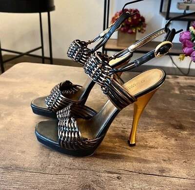 Zapatos de tacón de cuero Donna Karan Collection negros bronce hechos en Italia para mujer 7 Foto 1 de 4