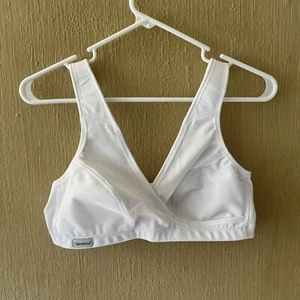 WHITE Glamorise 36B 36C (Low-Impact) Mesh SPORT Bra Cross Over 1866 - Picture 1 of 4