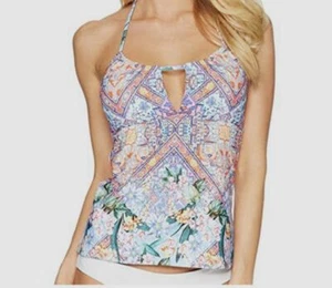 $59 Nanette Lepore Women's Blue Festival Printed Tankini Bikini Top Size Small - Picture 1 of 1