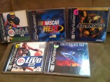 Playstation 1 Game Lot Asteroids Nascar Independence Day NCAA NBA PS1 Tested