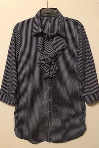 Vestido Camisa Ralph Lauren Jeans Company L Rayas Botones Medidas Belo - Imagen 1 de 5