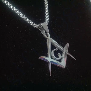 Masonic Fraternal order charm Accepted Masons Stainless steel box chain pendant - Picture 1 of 8