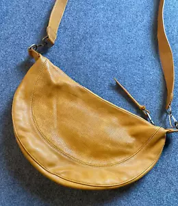 Anthropologie Urban Originals Golden Half Moon Crossbody Bag Purse Zipper - Picture 1 of 10