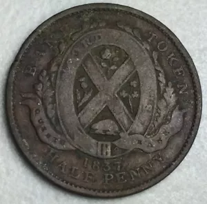 1837 Quebec Bank Lower Canada HALF PENNY TOKEN - Picture 1 of 6
