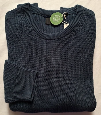 Herren Pullover XL ca.54, XXL ca.56 BIO BW 100% d.dicht blau Strickmuster Rund - Bild 1 von 4