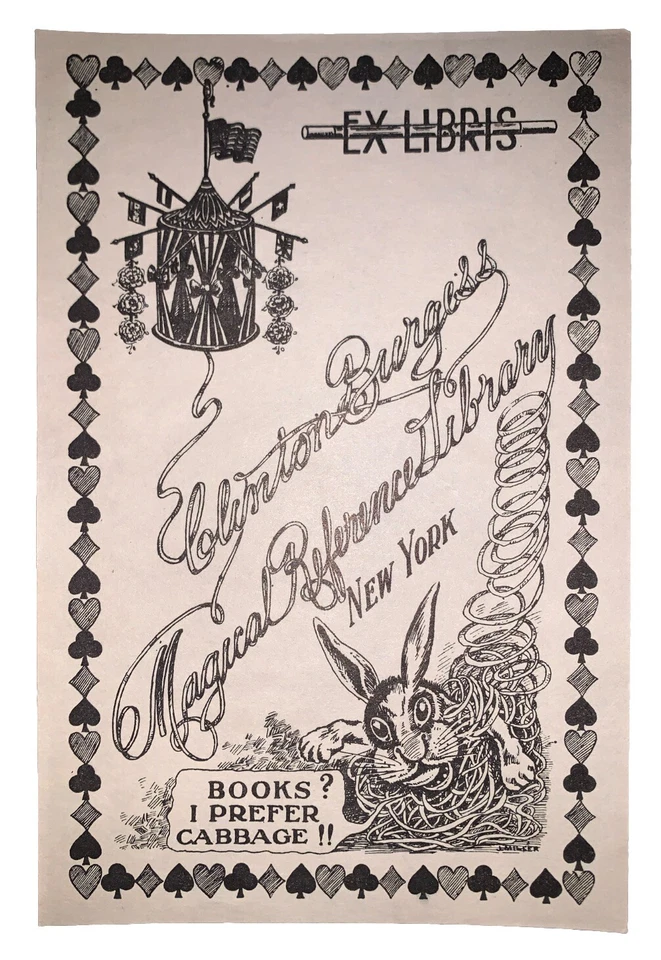 ORIGINAL CLINTON BURGESS BOOKPLATE, EX-LIBRIS, MAGIC COLLECTIBLE, MAGICIAN - Image 1 of 3