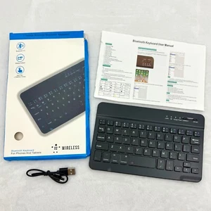 Bluetooth Keyboard for Phones & Tablets 7" Wireless Black - Picture 1 of 9