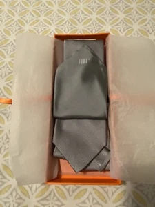 New Michael Reslan Hand made In Italy 100% Silk Tie Set Grey In Box - Picture 1 of 10