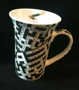 Paul Cordew Cruciverba Puzzle Tazza da caffè o tè bianco e nero - Foto 1 di 5
