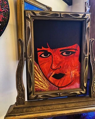 Оригинальная акриловая картина 5 x 7 дюймов холст, поп-арт портрет продается художником - Изображение 1 из 4