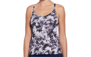 Camiseta de natación Tankini Nike floral tie dye cuello en V $66 para mujer - negra - pequeña - nueva - Imagen 1 de 7