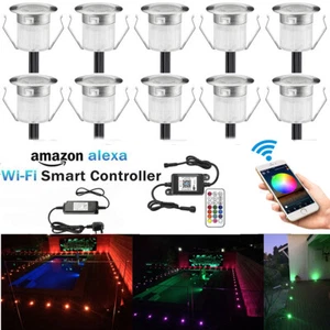 Φ30mm LED RGB Outdoor Garden Stair Plinth Deck Lights WiFi Bluetooth RF Control - Picture 1 of 15