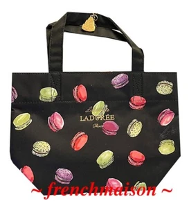 LADUREE Paris Cute Macaron Charm Colorful Black French Handbag Tote Bag Rare New - Picture 1 of 3