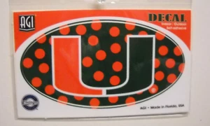 University of Miami U Logo gepunktet 5" ovaler Autoaufkleber Innen Außen NEU - Bild 1 von 4