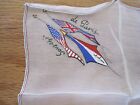 Souvenir Old Paris Handkerchief With U.S.,U.K. and France Flags