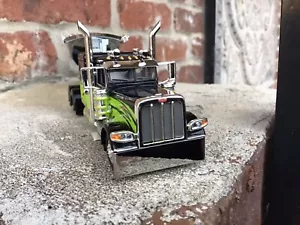 DCP 1/64 Nero/Lime Peterbilt 389 Mac Rimorchio Mezzo Tondo Scarico. - Foto 1 di 14