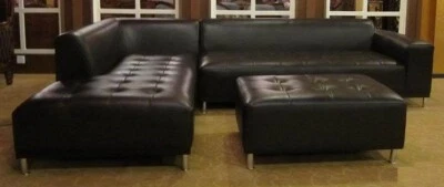 Sofá seccional moderno contemporáneo de cuero marrón oscuro conjunto de 3 piezas #1707 Foto 1 de 4