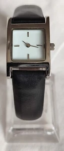 Silver and Black Tone Ladies Rectangular Quartz Wristwatch- White Face - Picture 1 of 12