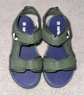 NWOB Carters Sz 12 Toddler Boys Unisex-Child Green Light Up Dinosaur Roar Sandal - Image 1 of 3
