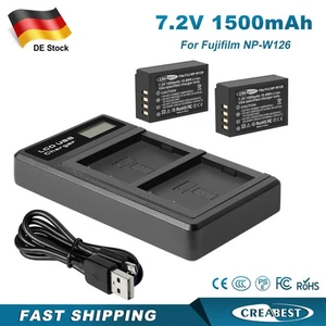 2x Akku NP-W126S Für Fujifilm Fuji X-A1 X-A2 X-A5 X-E1 X-E2 NP-W126 +Ladegerät - Bild 1 von 13