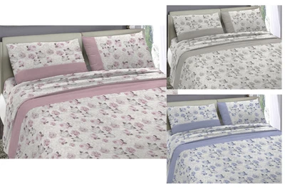 Completo Letto Cotone  FLANELLA  Lenzuola Felpate Invernali Dis.13 Rose - Immagine 1 di 2