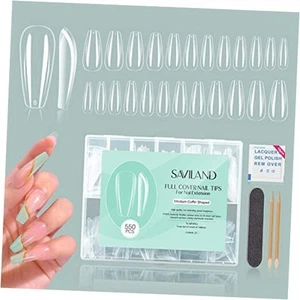 Soft Gel Nails Tips Kit – 550PCS Shape Clear Full Cover Acrylic Medium Coffin - Picture 1 of 7