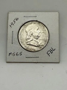 Medio dólar de plata Franklin 1956 .900 astilla fina 90 % libertad EE. UU. - Imagen 1 de 4