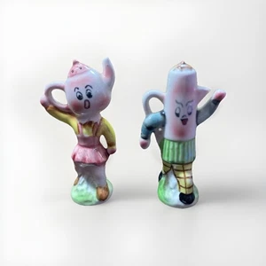 Vintage ANTHROPOMORPHE Kaffee & Teekanne GESICHT Salz Pfefferstreuer MCM Japan - Bild 1 von 5
