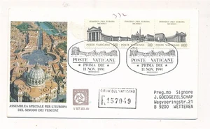 D366819 Vatican City Registered Cover Synodus Pro Europa 1991 Wetteren - Picture 1 of 2