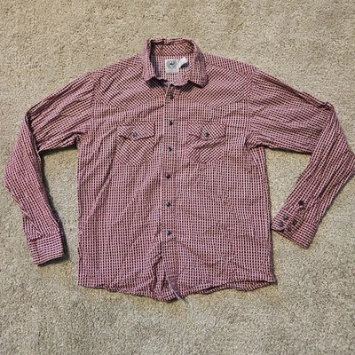 Camisa Cinch Meninos Tamanho 12 L Juvenil Manga Longa Pérola Snap Design Geométrico Ocidental - Imagem 1 de 4