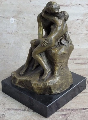 Artistique Expression Signée Rodin Bisou Romance Love Bronze Sculpture Statue D - Photo 1/4