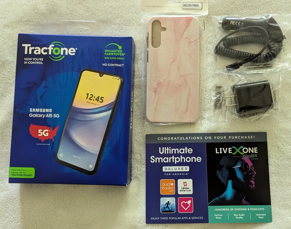 Samsung Galaxy A15 6.5" 5G 64GB + 1 Year of Tracfone service 1500 Min/Text/Data - Image 1 of 4