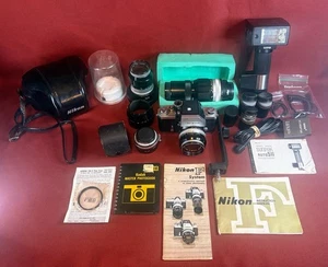 Nikon F Photomic 35mm SLR Camera with Multiple Lenses & MORE! Tested & Work - Picture 1 of 20