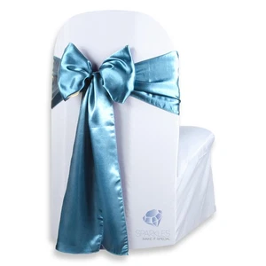 20 pcs Satin Chair Cover Bow Sash 108"x8" - Teal Blue - Wedding Party kw - Picture 1 of 5