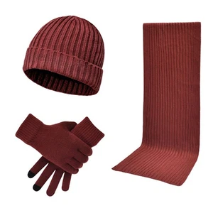 Warme Strick Beanie Schal Handschuhe 3-teiliges Set tolles Geschenk für Weihnachten oder Geburtstag USA - Bild 1 von 12