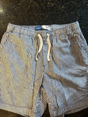 Pantalones Cortos Jogger Old Navy Para Hombre Mezcla de Lino Rayas Azul y Blanco - Talla M Foto 1 de 3