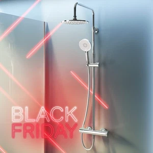 Duschsystem mit Thermostat, Regendusche & Handbrause, Thermostat Duscharmatur - Bild 1 von 15