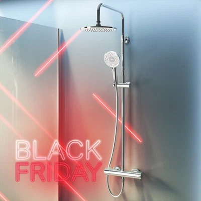 Duschsystem mit Thermostat, Regendusche & Handbrause, Thermostat Duscharmatur - Bild 1 von 4