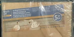 DIY WOOD CRAFT PANELS - 5 PPACK BLANK PANELS FOR ART, PAINTING & PROJECTS 9 X 12 - Picture 1 of 5