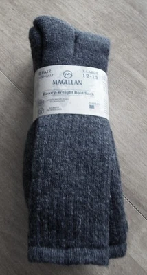 NWT 2 PAIR MAGELLAN CHARCOAL GRAY HEAVY-WEIGHT BOOT SOCK*X-LARGE 12-15* MID-CALF - Image 1 of 4