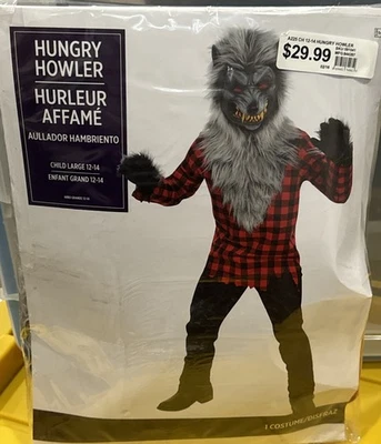 Werewolf Costume Hungry Howler Child Large 12 to 14 Mask Gloves Shirt Fur - NEW - Image 1 of 4