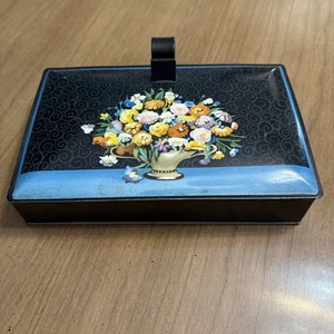 Crumb Catcher Decorware Antique Black, Blue, Floral, Silent Butler - Picture 1 of 7