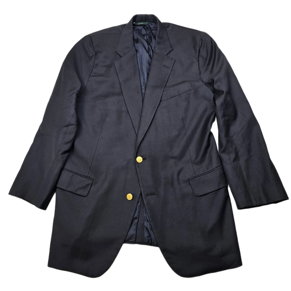 VTG Brooks Brothers Loro Piana Wool Blazer Mens 40R Navy Blue w/Gold Buttons USA - Image 1 of 4