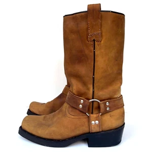 BUFFALO Mexico Hand Made Cowboy Western Boots Brown Bikers Size 42 - Picture 1 of 15