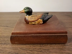 Vintage Mallard Duck Wooden Card or Trinket Box by Giftco Inc with Unopened Deck - Picture 1 of 7