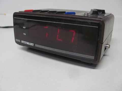 Vintage Stewart AM-FM Alarm Clock Radio ST-245-A Red Digital Read Out 80s Retro Cover