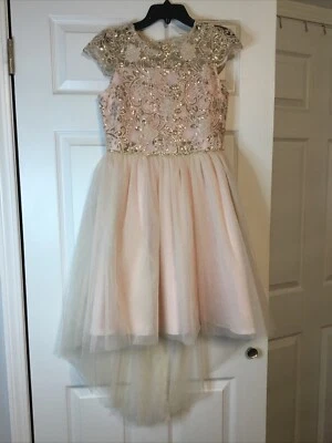 Rare Edition Girls Formal Dress High Low  Pink  Embroidered  Size 16 - Image 1 of 4
