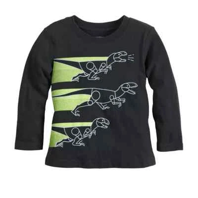 Toddler Boy Jumping Beans® Long Sleeves Softest Graphic Tee Crewneck  Black - Image 1 of 2