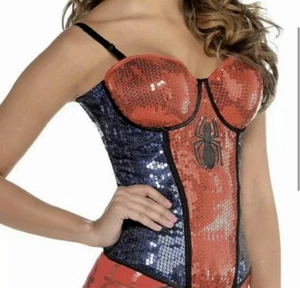 NEW MARVEL Spider-Girl Sequin Corset Superhero Cosplay Halloween Adult Costume - Picture 1 of 12